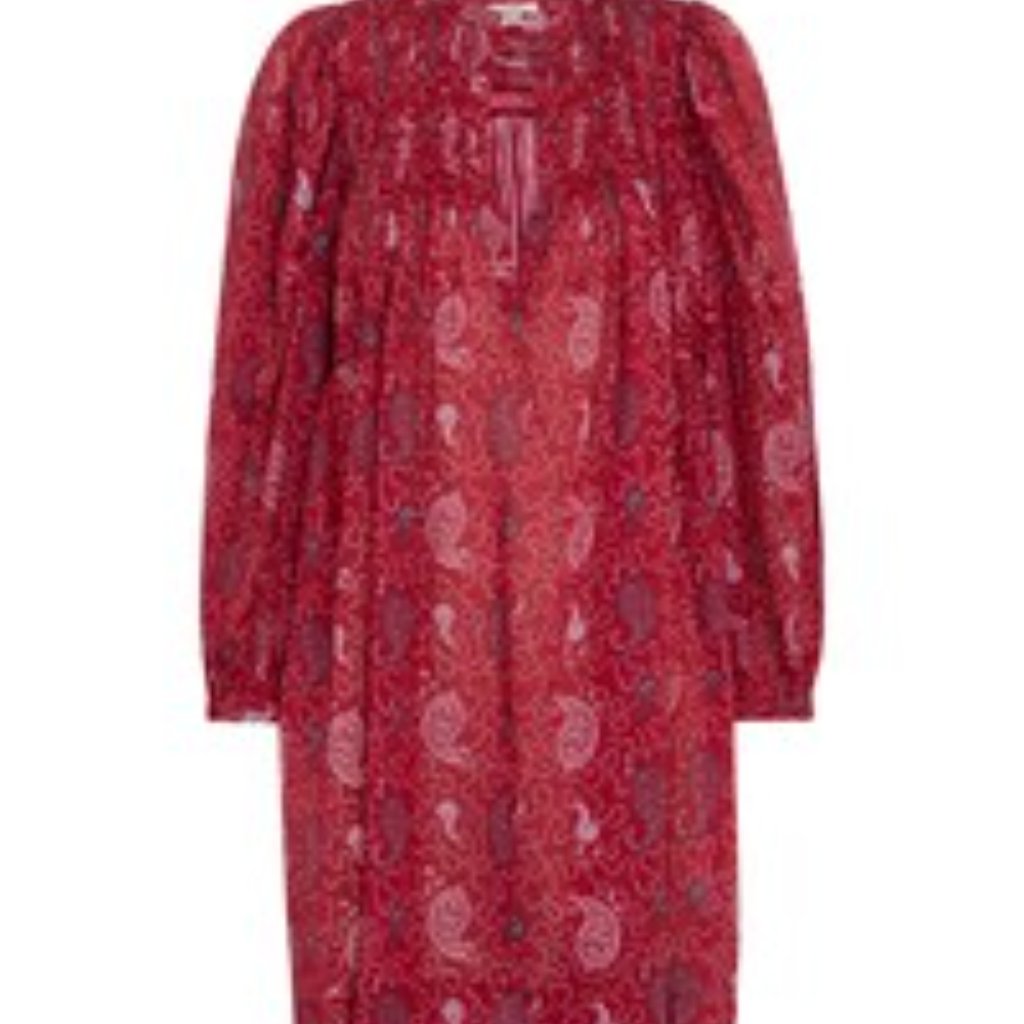 Isabel Marant Etoile Cotton Red Paisley Pintuck Dress Nwt Size Fr42